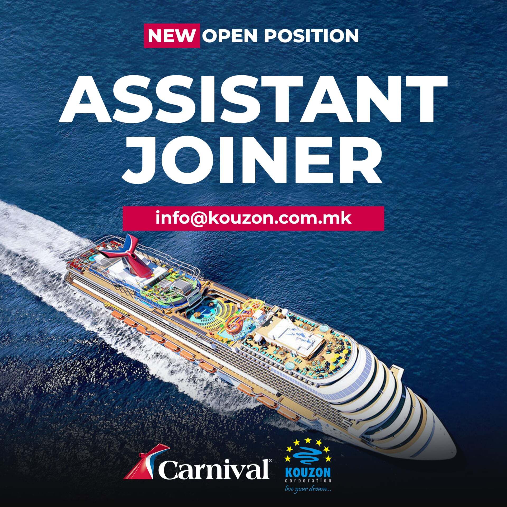 CARNIVAL CRUISE LINE – ASSISTANT JOINER Kouzon Cruise Ship Jobs